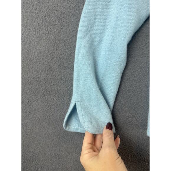 Mainbocher Light Blue 100% Cashmere V-Neck Long Sleeve Sweater Size XL - Picture 2 of 9